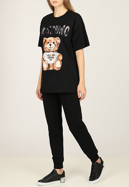 Удлиненная футболка с принтом Painted Teddy Bear MOSCHINO - ИТАЛИЯ