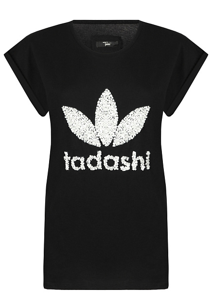 Хлопковая футболка с кристаллами TADASHI