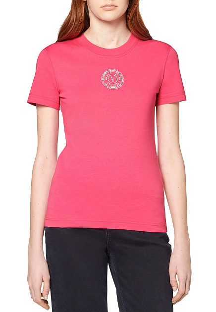 Розовая футболка с логотипом VERSACE JEANS COUTURE