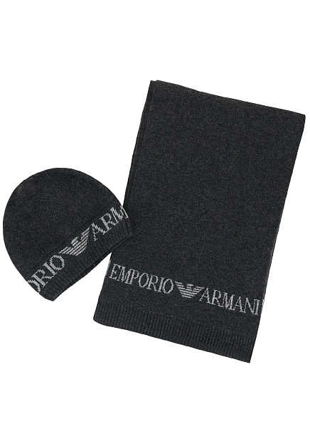 Комплект шапка и шарф с логотипом EMPORIO ARMANI