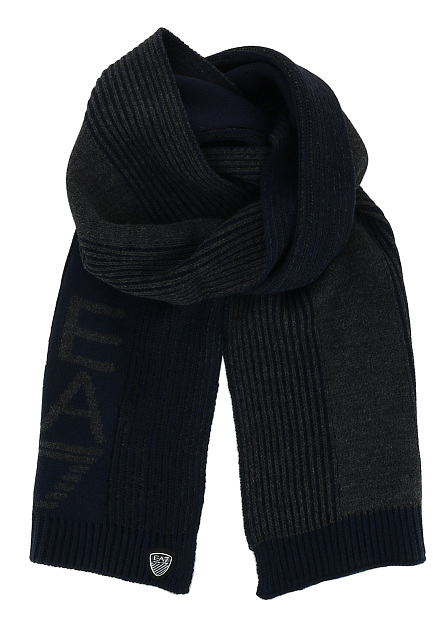 Синий комплект шапка шарф EA7 - ИТАЛИЯ