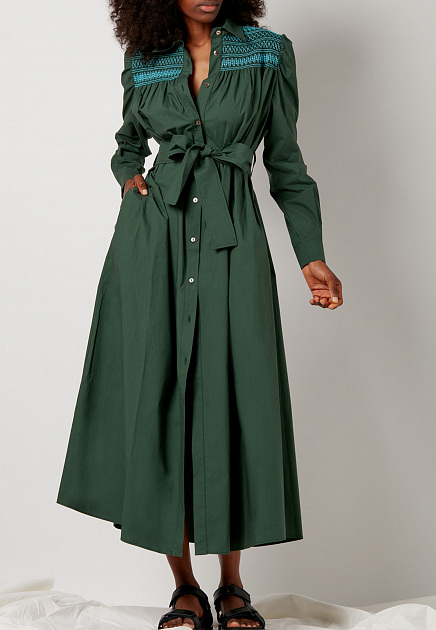 Платье P.A.R.O.S.H.  - Хлопок - цвет зеленый