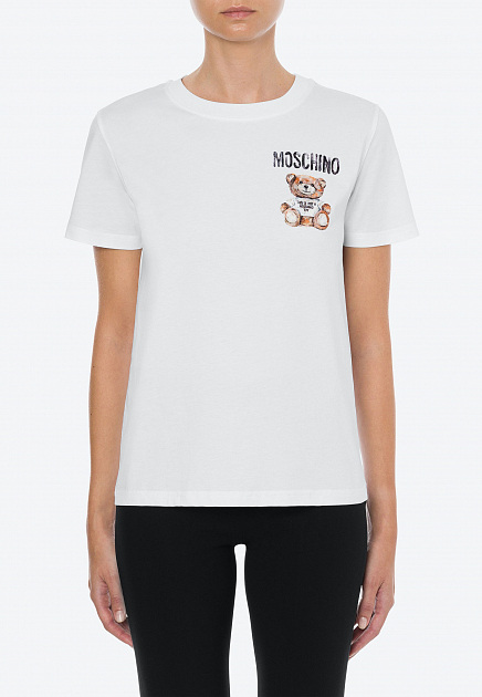 Хлопковая футболка Painted Teddy Bear MOSCHINO - ИТАЛИЯ