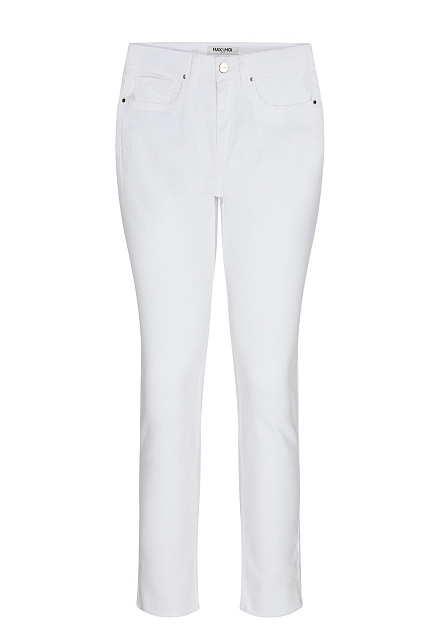 Белые укороченные брюки из хлопка стретч MAX&MOI