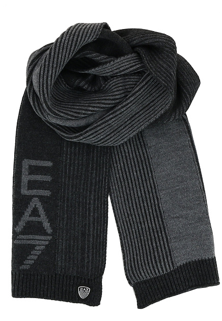 Серый комплект шапка шарф EA7 - ИТАЛИЯ
