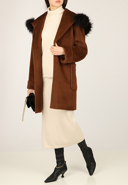 Пальто из альпаки с капюшоном  TERESA TARDIA - ИТАЛИЯ