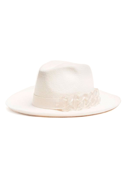 Белая шляпа-федора с фирменным декором GCDS - ИТАЛИЯ