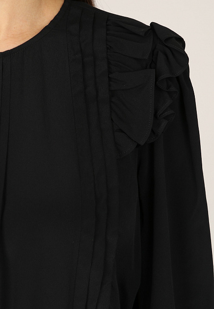 Черное платье с рюшами TWINSET Milano