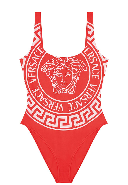 Красный купальник с логотипом VERSACE