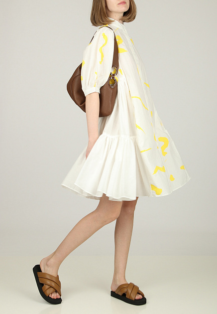 Платье из шелка и хлопка с контрастным принтом LOVEBIRDS - ИНДИЯ