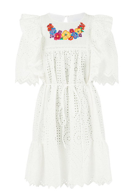 Платье с разноцветной цветочной вышивкой TWINSET Milano