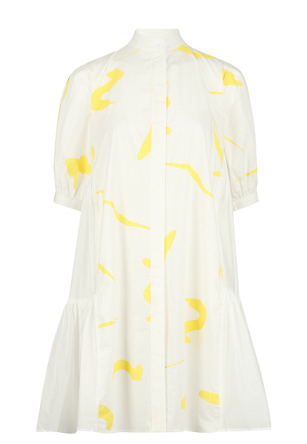 Платье из шелка и хлопка с контрастным принтом LOVEBIRDS