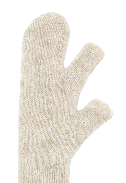 Бежевые перчатки с добавлением шерсти альпаки MM6 Maison Margiela - ФРАНЦИЯ