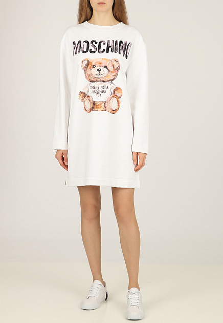Платье мини с принтом Painted Teddy Bear MOSCHINO - ИТАЛИЯ