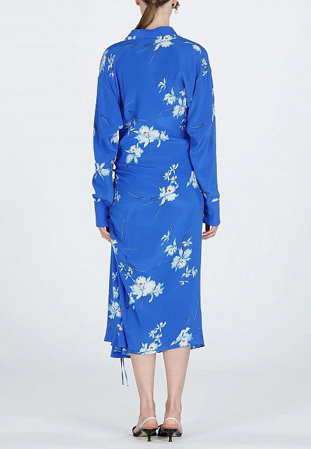 Шелковое платье-рубашка с цветочным принтом и сборками No21 - ИТАЛИЯ