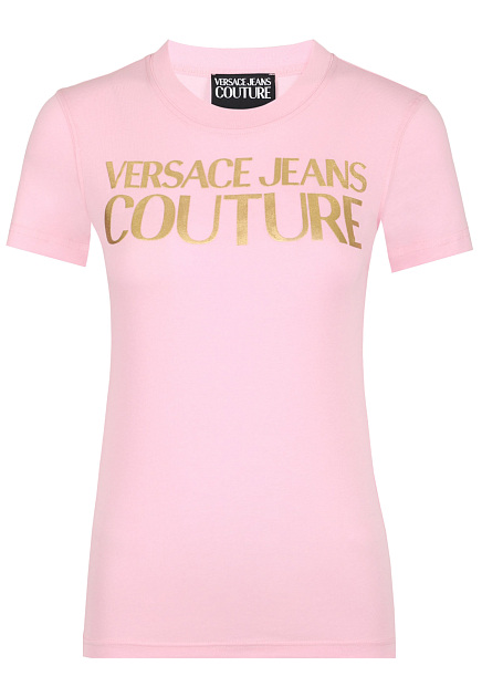 Розовая футболка с принтом VERSACE JEANS COUTURE