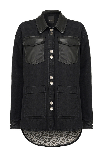 Джинсовая куртка-рубашка с накладными карманами PINKO