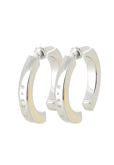 Серебристые серьги-кольца с монограммой  MM6 Maison Margiela - ИТАЛИЯ