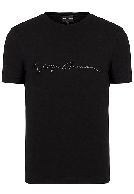 Черная футболка из вискозы GIORGIO ARMANI