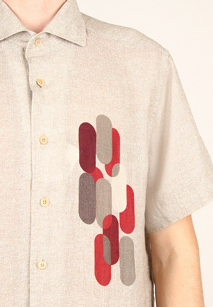 Рубашка c коротким рукавом CORNELIANI  - Лён - цвет бежевый