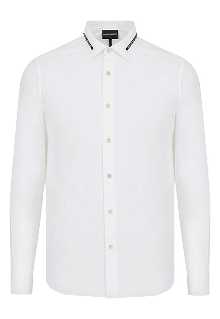 Белая рубашка с логотипом на воротнике EMPORIO ARMANI мужская по цене 11130рублей купить в Москве (арт.6K1C68 1NZYZ) - ElytS.ru