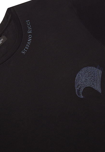 Хлопковая футболка с вышитым изображением орла STEFANO RICCI - ИТАЛИЯ