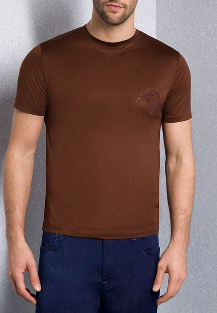Хлопковая футболка с вышитым изображением орла STEFANO RICCI - ИТАЛИЯ
