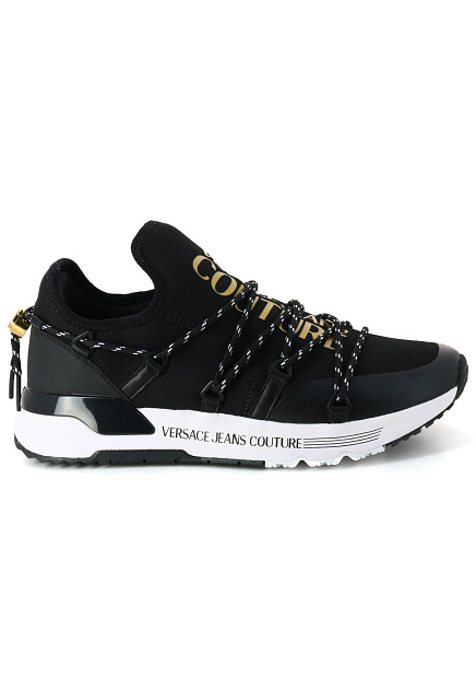 Черные кроссовки с золотым логотипом VERSACE JEANS COUTURE