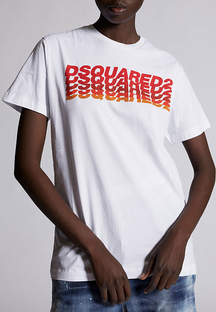 Белая футболка с логотипом DSQUARED2
