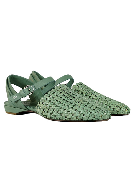 Зеленые сандалии с плетением кроше HENRY BEGUELIN - ИТАЛИЯ