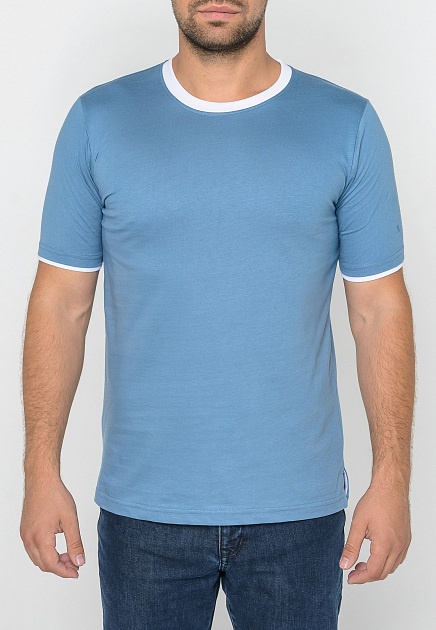 Голубая хлопковая футболка STEFANO BELLINI