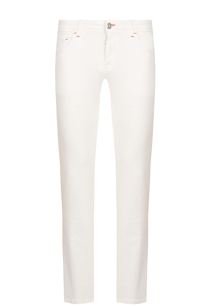Белые джинсы с контрастной вышивкой STEFANO RICCI