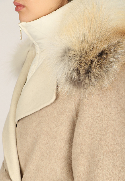 Комбинированное пальто с мехом лисы STILNOLOGY
