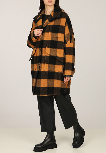Пальто-кокон с принтом в клетку MM6 MM6 Maison Margiela - ИТАЛИЯ