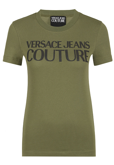 Зеленая футболка с принтом VERSACE JEANS COUTURE