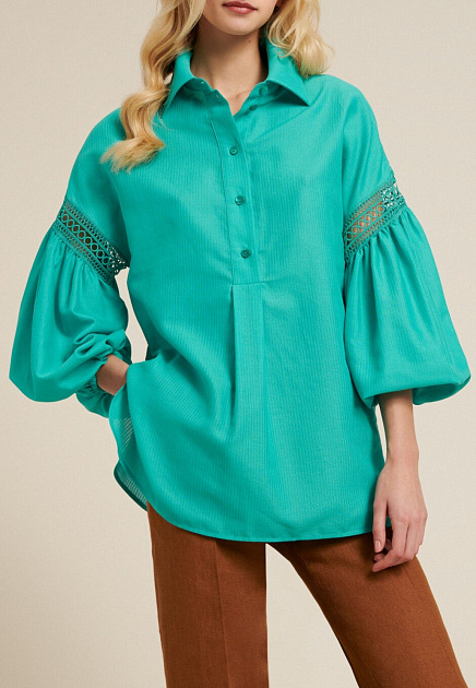 Хлопковая блуза с рукавами-буфами LUISA SPAGNOLI