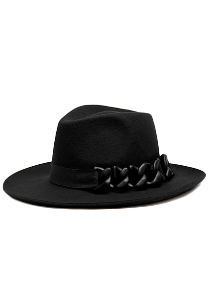 Черная шляпа-федора с фирменным декором GCDS - ИТАЛИЯ