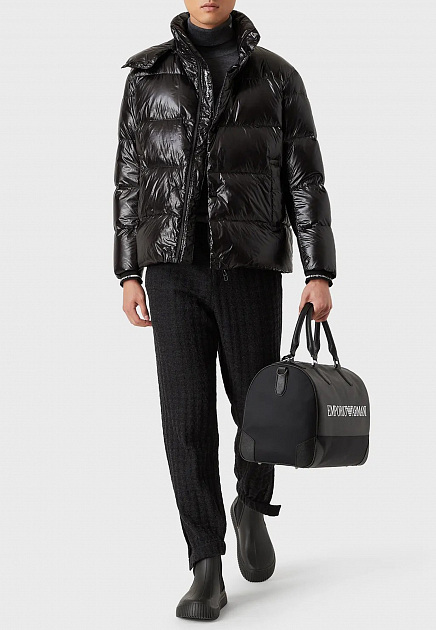 Стеганый пуховик из блестящего нейлона EMPORIO ARMANI - ИТАЛИЯ