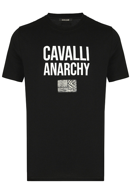 Прямая футболка из хлопка ROBERTO CAVALLI