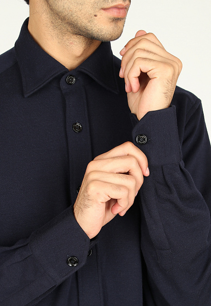 Рубашка из натуральной шерсти STEFANO RICCI  - Шерсть - цвет синий
