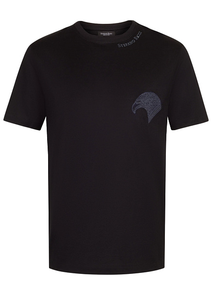Хлопковая футболка с вышитым изображением орла STEFANO RICCI
