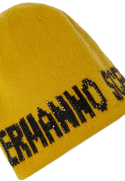 Желтая кашемировая шапка с логотипом ERMANNO SCERVINO - ИТАЛИЯ