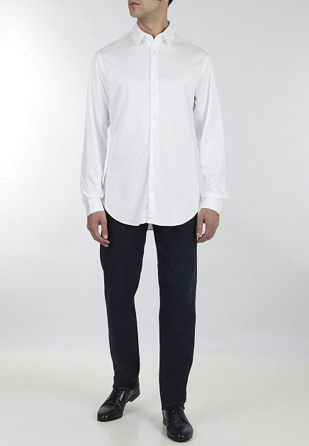 Рубашка облегающего кроя GIORGIO ARMANI  - Хлопок - цвет белый