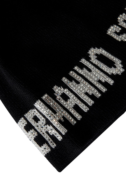 Черная кашемировая шапка с контрастным логотипом ERMANNO SCERVINO - ИТАЛИЯ