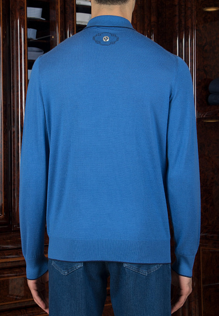 Синие комбинированное поло из кашемира и шелка STEFANO RICCI - ИТАЛИЯ