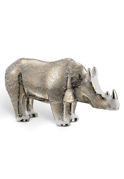 Декоративная статуэтка носорога из флорентийского фарфора и 14-каратного золота STEFANO RICCI