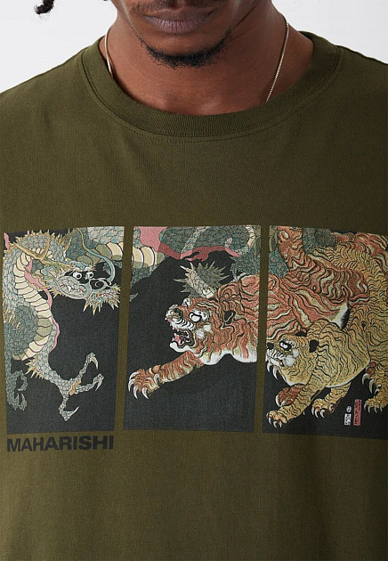 Хлопковая футболка с нагрудным принтом  MAHARISHI - ВЕЛИКОБРИТАНИЯ