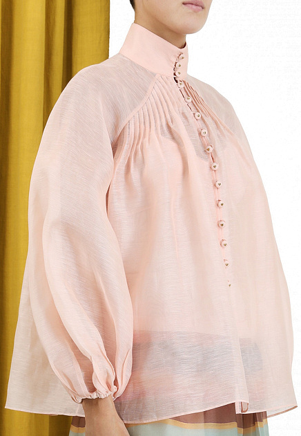 Блуза ZIMMERMANN  - Лён, Шелк - цвет розовый