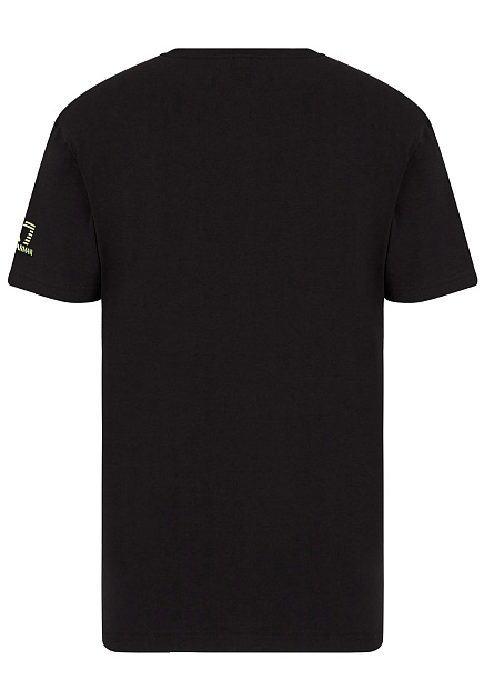 Черная футболка с ярким логотипом EA7 - ИТАЛИЯ