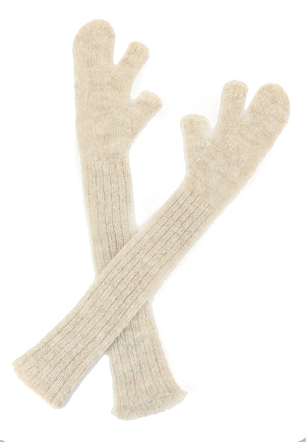 Бежевые перчатки с добавлением шерсти альпаки MM6 Maison Margiela